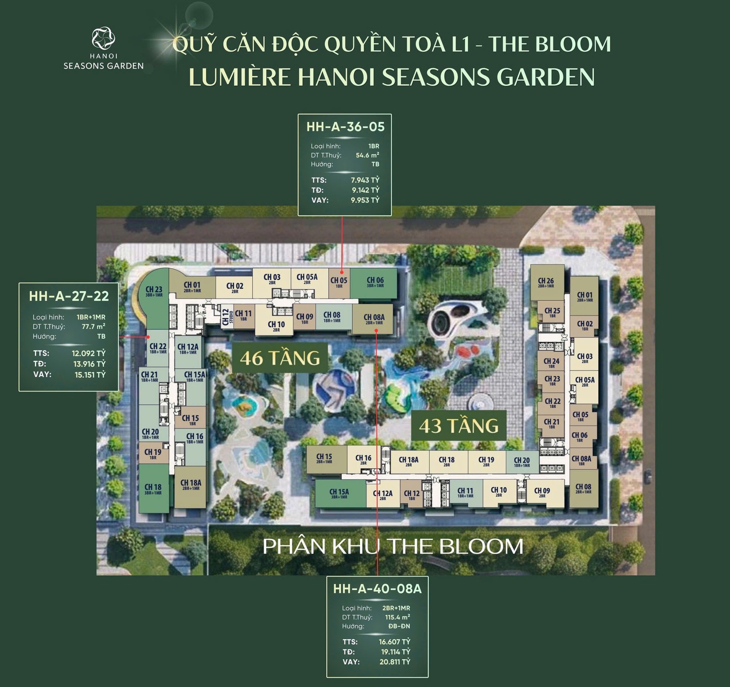 Quỹ căn độc quyền tòa L1 The Bloom